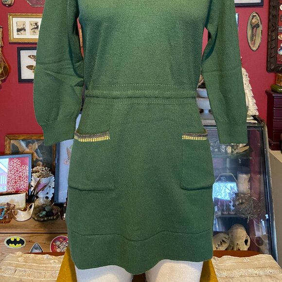Vintage Green Tunic Sweater 100% Wool Made In Italy Hinkelman's 1950 to 1960 Mod